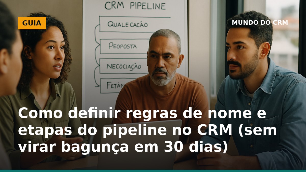 Time comercial definindo regras e etapas do pipeline no CRM em reunião