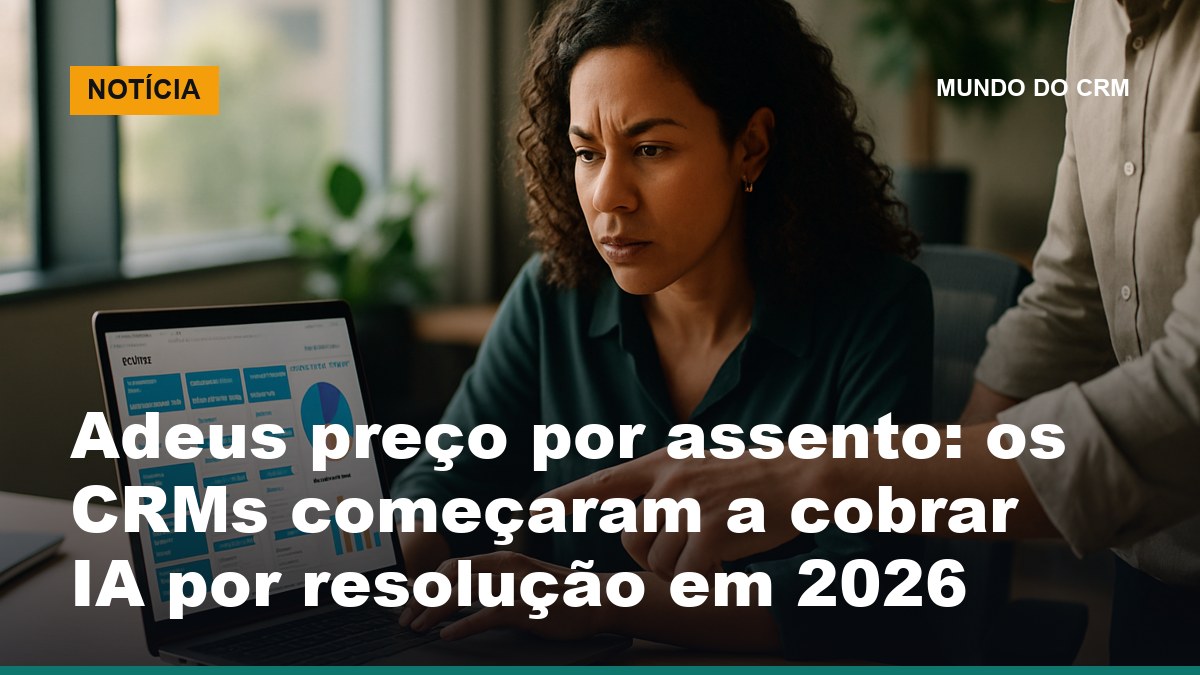 Gestora de vendas brasileira analisa no notebook os custos de agentes de IA do CRM cobrados por resolução no escritório