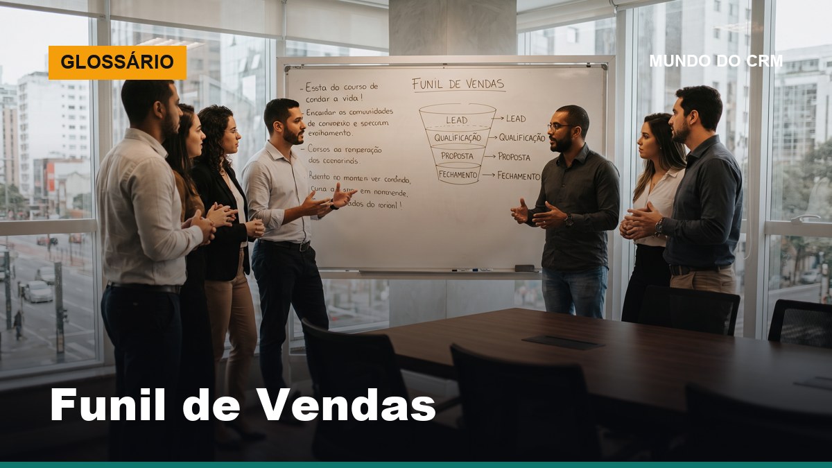 Equipe de vendas brasileira discutindo funil de vendas desenhado em quadro branco durante reunião de planejamento comercial