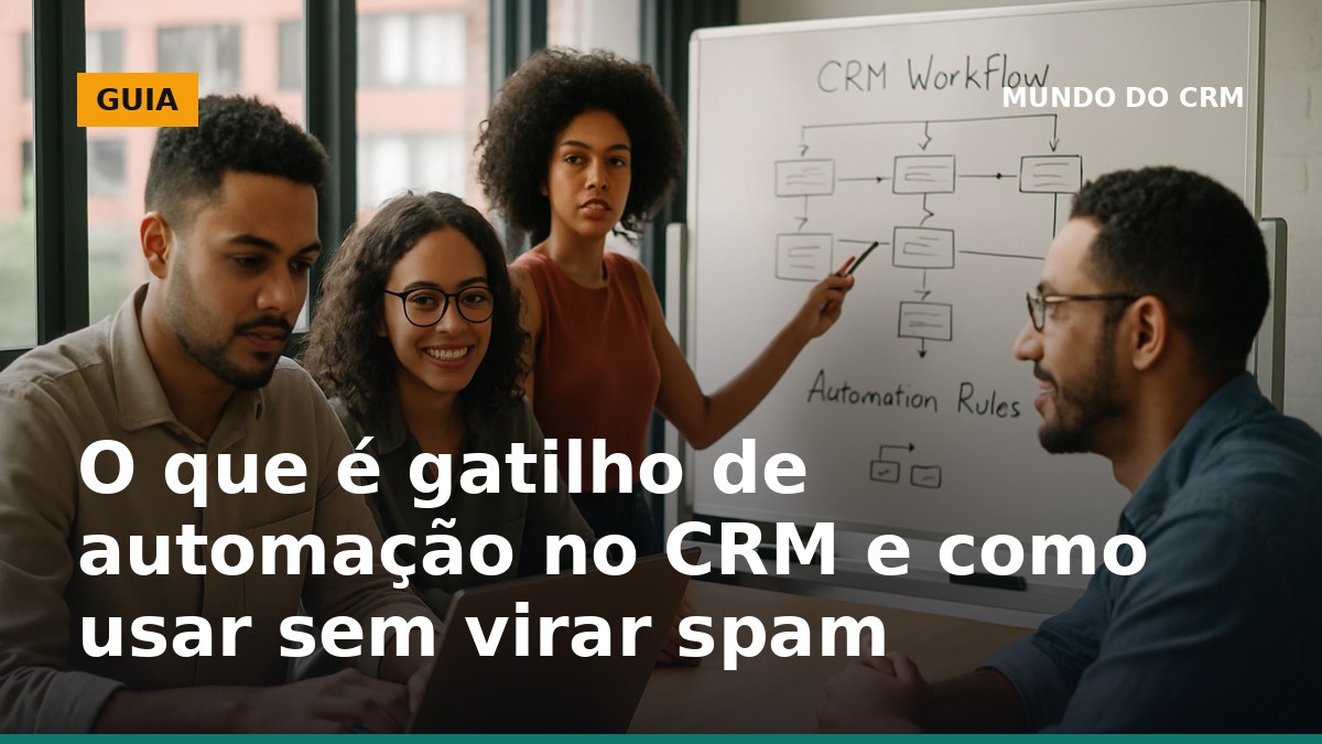 Gatilho de automação no CRM: equipe configurando regras sem virar spam